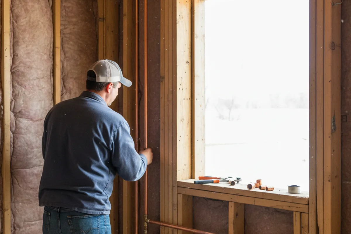 Licensed plumber running new copper supply lines in a Norwich home